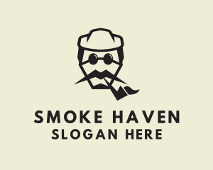 Tobacco - Hipster Cigar Man logo design