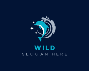 Dolphin Splash Wave Logo