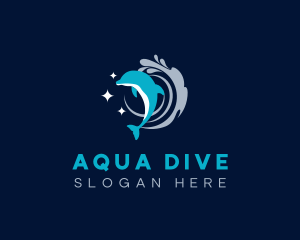 Dolphin Splash Wave logo design