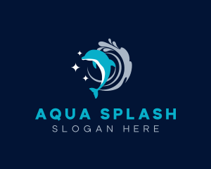 Dolphin Splash Wave logo design
