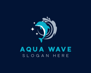 Dolphin Splash Wave logo design