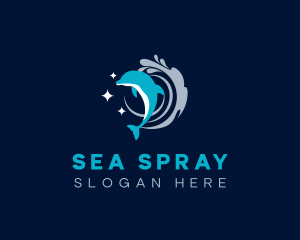 Dolphin Splash Wave logo design