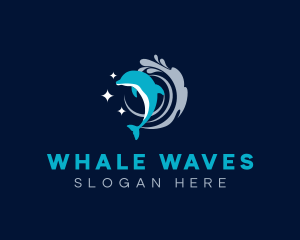 Dolphin Splash Wave logo design