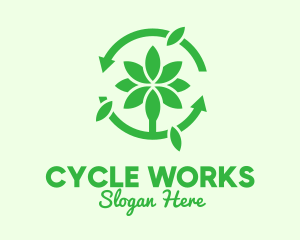 Cycle - Green Plant Cycle logo design