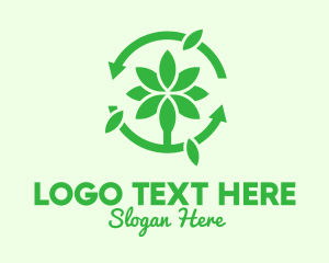 Recycling - Green Plant Cycle logo design