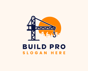 Construction - Crane Building Construction logo design