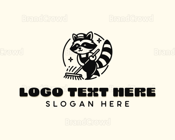 Raccoon Janitor Cleaning Logo