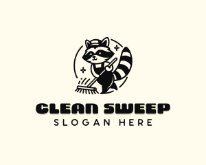 Janitor - Raccoon Janitor Cleaning logo design