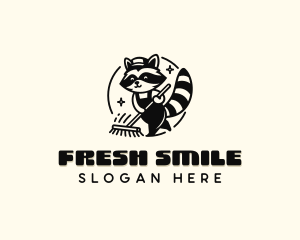 Raccoon Janitor Cleaning logo design