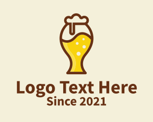 Alcoholic Beverage - Beer Glass Icon logo design