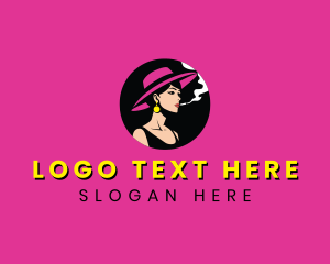 Hat - Woman Smoking Cigarette logo design