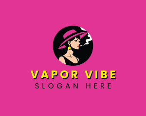 Woman Smoking Cigarette logo design