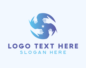 Globe - Gradient Hands Volunteer logo design