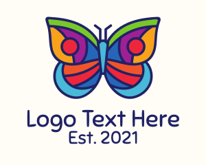 Mosaic - Colorful Stained Glass Moth logo design