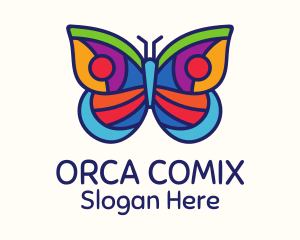Colorful Stained Glass Moth Logo