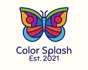 Colorful Stained Glass Moth logo design