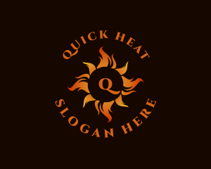 Flaming Fire Heat logo design