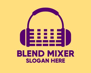 Mixing - Purple Audio Mixing Headphones logo design