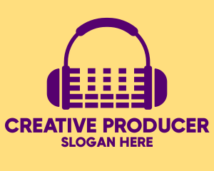 Producer - Purple Audio Mixing Headphones logo design