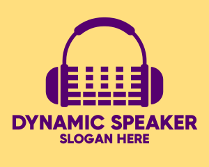Speaker - Purple Audio Mixing Headphones logo design