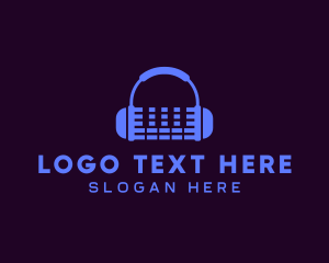 Speaker - Purple Audio Mixing Headphones logo design