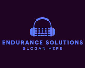 Purple Audio Mixing Headphones logo design