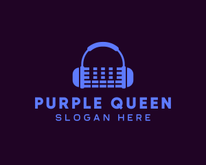 Purple Audio Mixing Headphones logo design