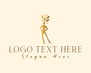 Feminine Wash - Gold Woman Tree logo design