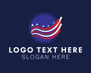 America - Circle America Flag Wave logo design