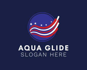 Paddleboard - Circle America Flag Wave logo design