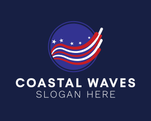 Shore - Circle America Flag Wave logo design