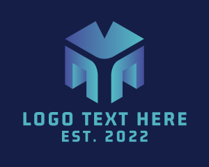 Blue - 3D Gradient Cube logo design