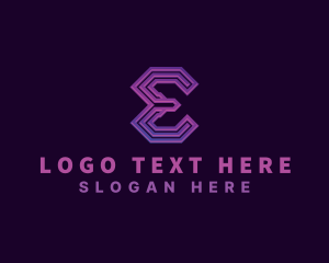 Data - Digital Cyber Technology Letter E logo design