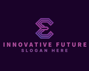 Future - Digital Cyber Technology Letter E logo design
