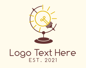 Bulb - Lightbulb Globe Cartographer logo design