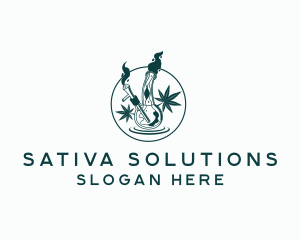 Sativa - Marijuana Bong Smoke logo design