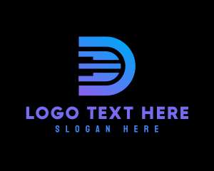 Initial - Blue Tech D logo design