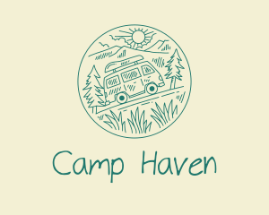 Traveling Camping Van  logo design