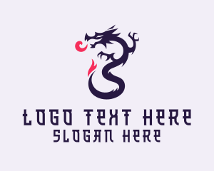 Dragon - Flame Dragon Serpent logo design