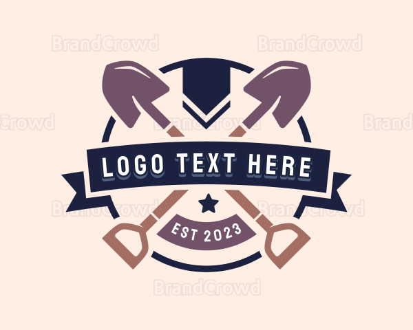 Landscaping Shovel Tool Logo