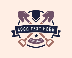 Landscaping Shovel Tool Logo