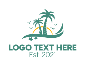 Palm Tree - Summer Wave Travel logo design
