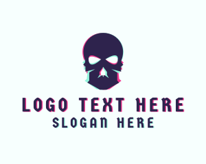 Static Motion - Glitch Skeleton Skull logo design