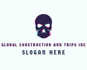 Glitch Skeleton Skull Logo