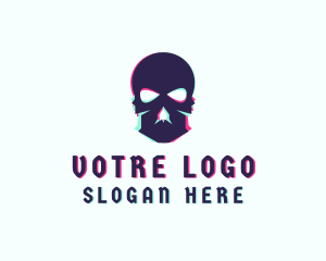 Glitch Skeleton Skull Logo