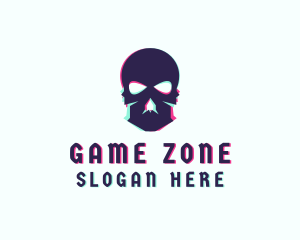 Glitch Skeleton Skull logo design