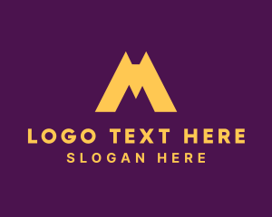 Mountain - Golden Letter M logo design