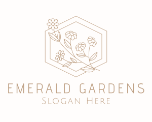 Flower Garden Hexagon  logo design