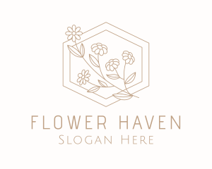 Flower Garden Hexagon  logo design