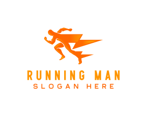 Lightning Man Running logo design